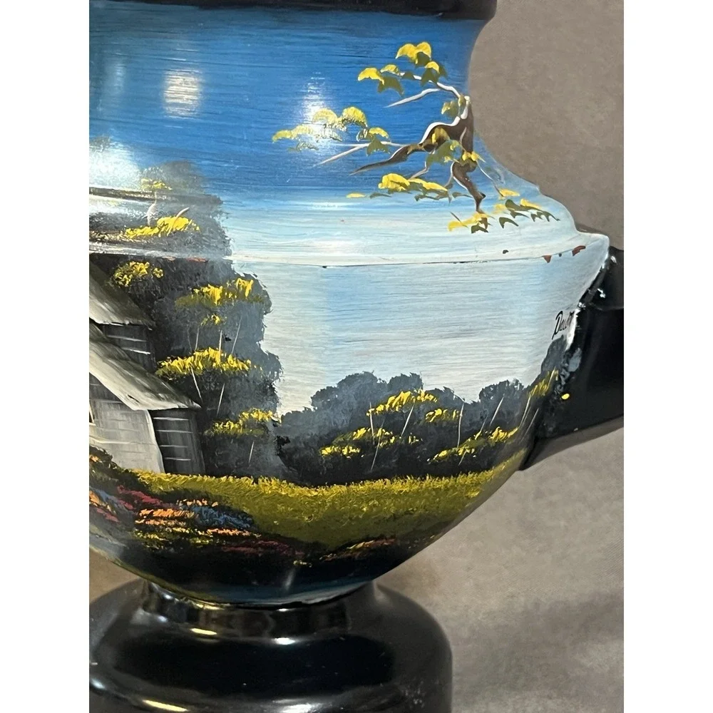 VTG SAMOVAR POT BEAUTIFUL SCENE ‎ DECOR NO PLUG (2519)